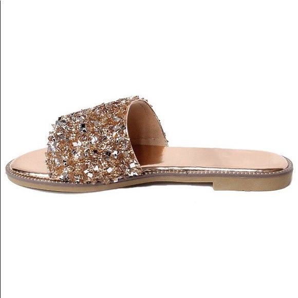 ‼️PRICE IS FIRM‼️Ros gold bling embellished sandal - Picture 4 of 5